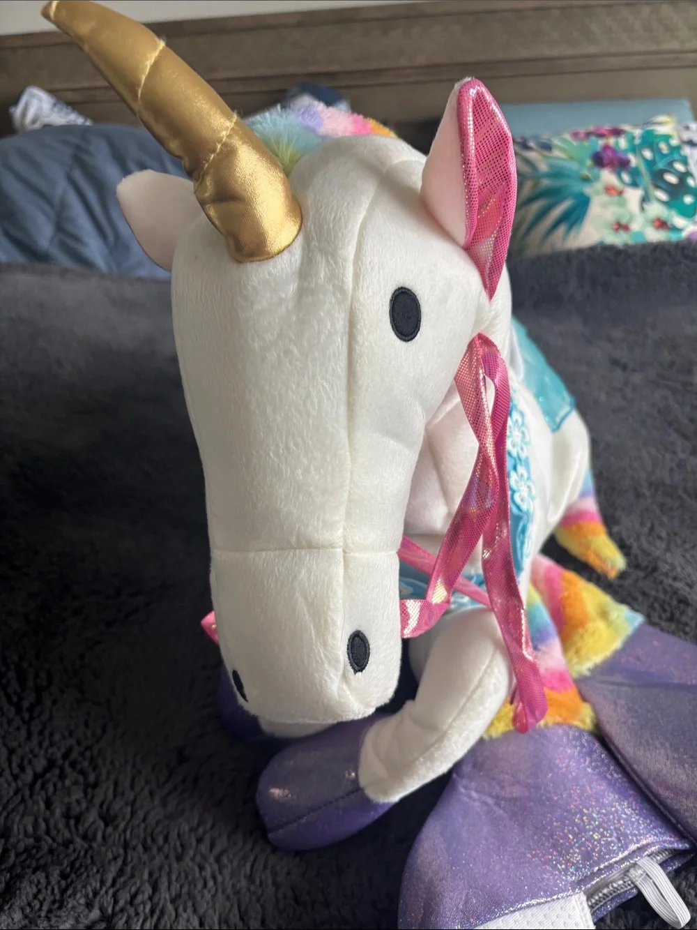 Spirit Unicorn Ride-Along Toddler Costume — White with Rainbow Accents - Picture 4 of 5